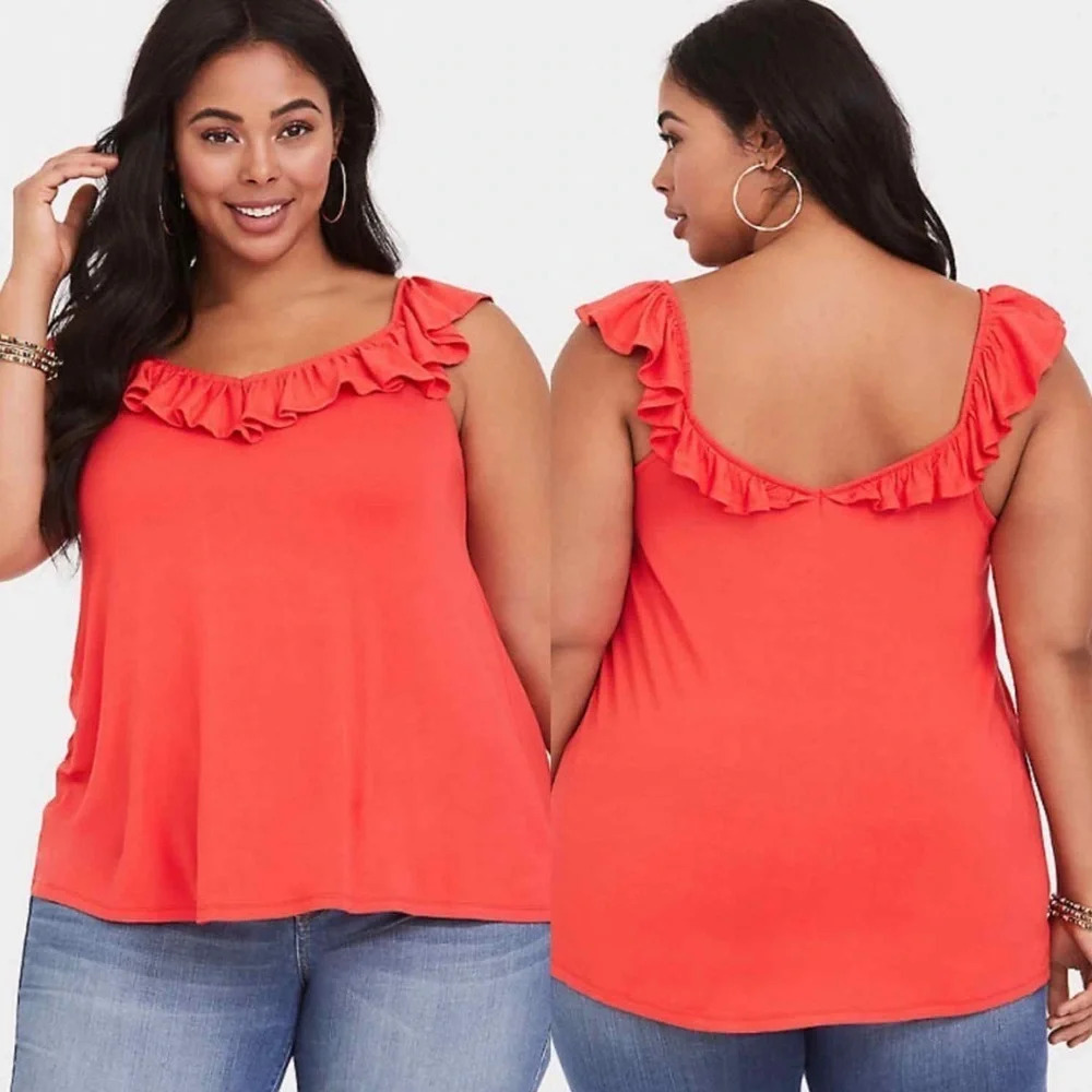 Torrid • Orange V-Neck Ruffle Tank